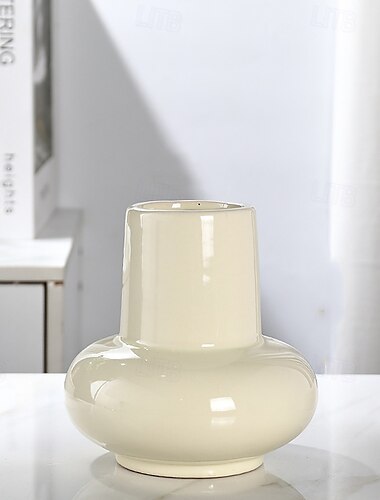  Runde bauchige Nischenvase aus Keramik, minimalistischer Hydrokultur-Blumentopf, hochästhetische Arbeitsplattendekoration für Musterräume