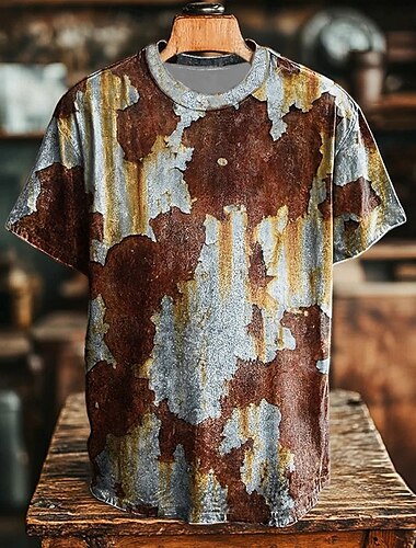  男性用 抽象的 Tシャツ 半袖 Tシャツ 3Dプリント クルーネック シャツ レトリ／ヴィンテージ ヴィンテージレトロ パーティー ストリート カジュアル ホワイト 夏 春 オールシーズン 衣類 S M L XL XXL XXXL 4XL