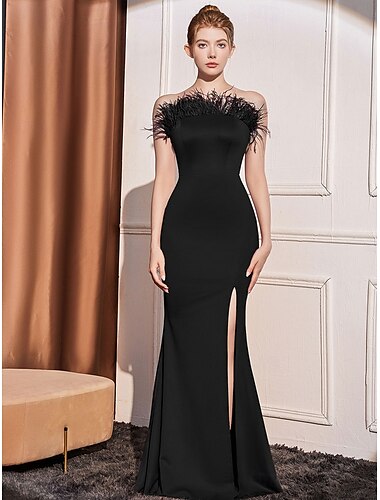  Corte Trompeta / Sirena vestidos de quinceañera Elegante Vestido Formal Boda Hasta el Suelo Sin Mangas Sin Tirantes Polyester Sin espalda con Abertura 2025