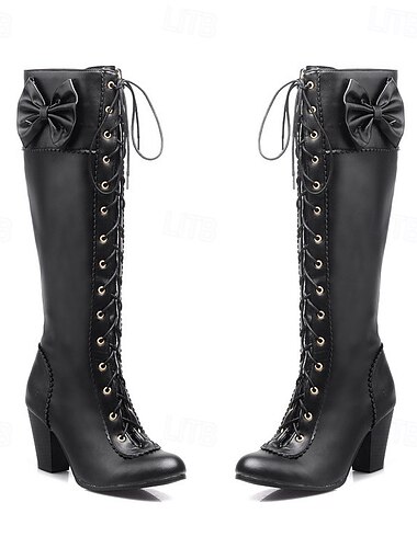  Rococó Barroco Victoriano Zapatos Botas hasta la rodilla Tacón alto Mujer Real Víspera de Todos los Santos Carnaval Mascarada Rendimiento Mascarada Fiesta y Noche Adulto Zapatos