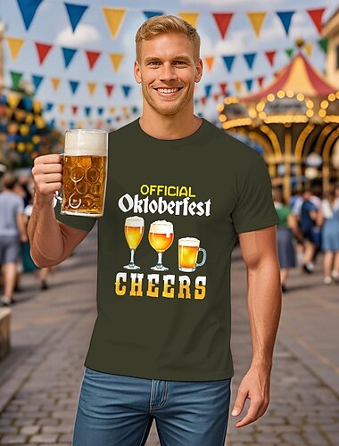  Oktoberfest Øl T-skjorte Bayersk München Tysk Graphic Til Herre Voksne Karneval Oktoberfest øl Varmstempling Fest