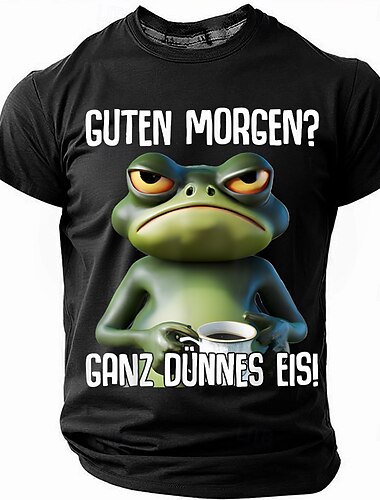  男性用 面白いスラング ドイツ語 Tシャツ 半袖 Tシャツ 3Dプリント クルーネック シャツ ファッション 日常 ベーシック ストリート カジュアル 日常 ブラック ルビーレッド ブルー 夏 春 オールシーズン 衣類 S M L XL XXL XXXL