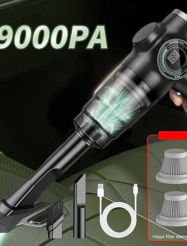  Aspiradora inalámbrica para coche, 29000 Pa, potente succión, 5 en 1, portátil, de mano, para uso en seco y húmedo, con accesorios.