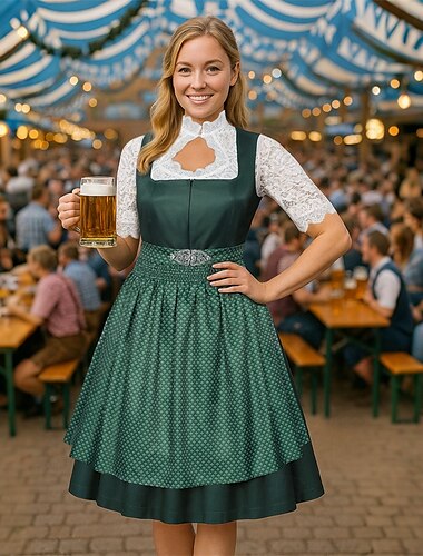  Oktoberfest Dress Trachtenkleider Dirndl Blouse Maid Bavarian German Wiesn Women's Beer Festival Traditional Style Cloth Dress Apron