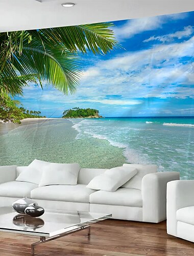  Meerblick Strand Muschel Landschaft Wandteppich Wandbild Kunst große Wandteppich Wandbild Dekoration Fotos Hintergrund Teppich Vorhänge Home Schlafzimmer Wohnzimmer Dekoration