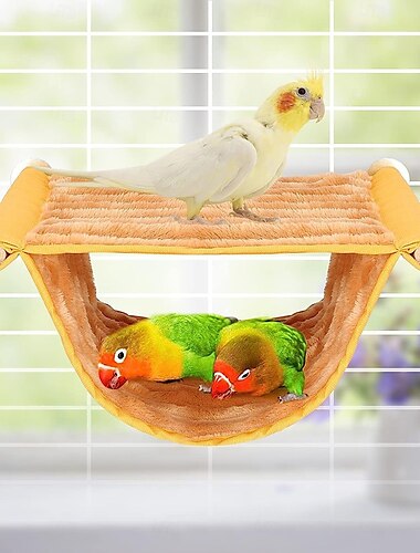  Amaca sospesa per animali domestici, nido caldo, sfoderabile, lavabile, gabbia per uccelli, trespolo per pappagalli e criceti, grande, gialla