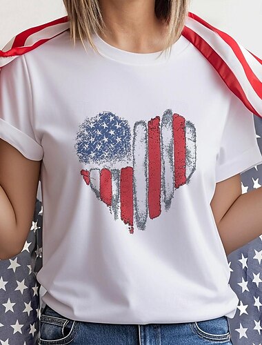  День независимости 4 июля Флаг США Как у футболки Манга Снова в школу! Флаг США Графический Назначение Жен. Взрослые Маскарад 4 июля Горячего тиснения фестиваль