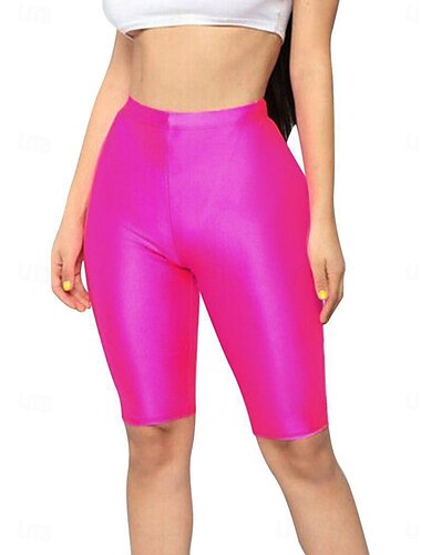  Women's Leggings Casual Tights Knee Length High Waist Solid Color High Cut Comfort Breathable Quick Dry Stretchy Outdoor Street Daily Black Red Blue Fuchsia Summer Slim Fit