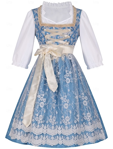  Oktoberfest Broderie Floral Robe Femme de ménage Bavarois Prairies Femmes Soirée Fête de la Bière Tissu de style traditionnel Chemisier