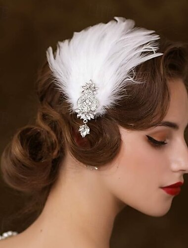 Retro Antiguo Rugido 20s 1920s Bandana El gran Gatsby Chica de la aleta Pluma Mujer Víspera de Todos los Santos Carnaval Boda Fiesta de Noche Mascarada Cinta