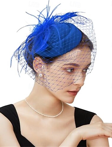  Fascinator Hut Schleier Feder Fascinator Teeparty Braut Hochzeit Schleier Retro Hut Pillbox Derby Hüte für Frauen