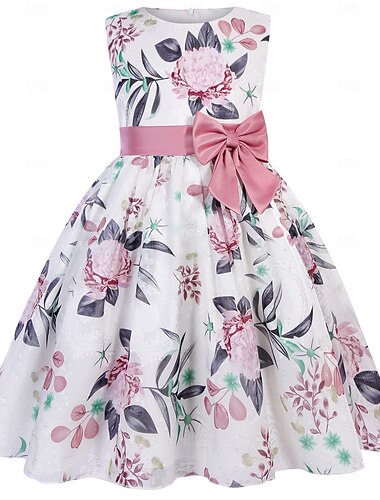  Kinder Mädchen Partykleid Grafik Ärmellos Kurzarm Leistung Besonderer Anlass Prinzessin Polyester Partykleid Sommer Frühling Kinder Rosa Blau Purpur