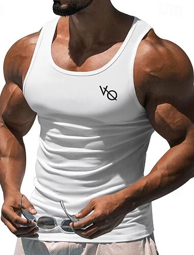  Men's Tank Top Vest Top Undershirt Sleeveless Shirt Sleeveless Crew Neck Summer Print Fashion Designer Basic Classic Vacation Street Going out Black White Wine Top Tee for Men