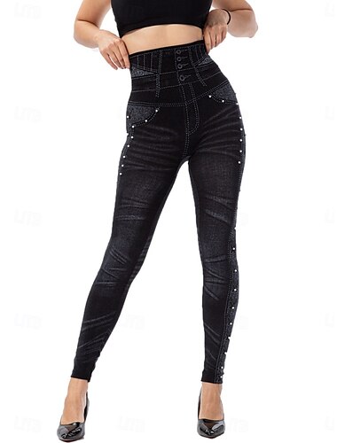  Damen Leggings Hosen 3D Druck Chinos Urlaub Streetwear Lässig Voll Längen Hohe Taille Grafik Drucken Bequem Weich Komfortabel Dehnbar Outdoor Straße Schwarz Blau Sommer Slim Fit
