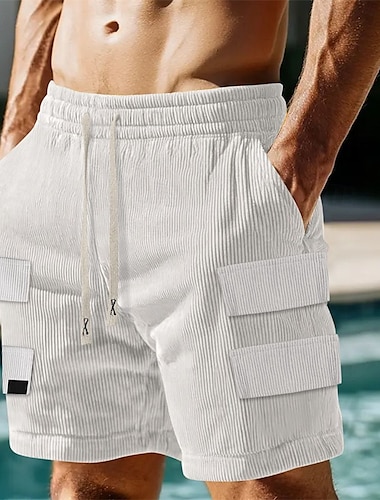  Herr Cargo-shorts Beach Shorts Joggingshorts Casual shorts Gymshorts Snörning Elastisk midja Rakt ben Slät Komfort Fuktabsorberande Knelängd Utomhussport Dagligen Helgdag Semester Mode Svart Vit
