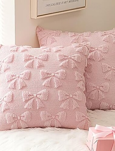  Sammet Broderi Rosa Dekorativa Kasta Kuddar Överdrag 1PC Mjuk Fyrkantig Soffkuddfodral Kuddfodral för Sovrum Vardagsrum Soffa Stol