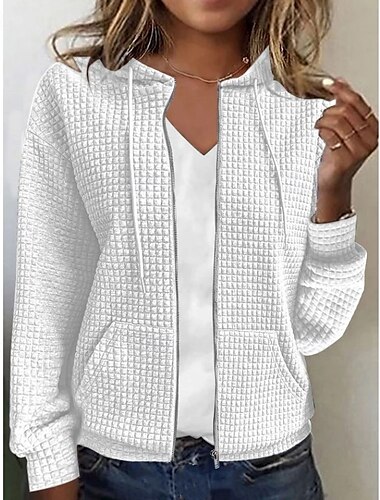  Damen Kapuzenshirts Lässig Langarm Mit Kapuze Normale Oberteile Schwarz Weiß Rosa Blau Khaki Frühling, Herbst, Winter, Sommer