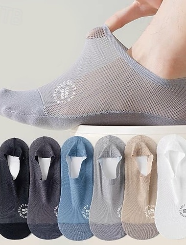 Calcetines ultrafinos de algodón peinado, antideslizantes, invisibles, 4 pares