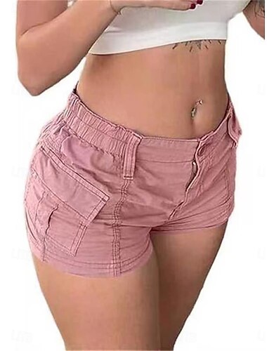  Mujer Vaqueros Pantalón Corto Cargo Chinos Moda Ropa de calle Corto Alta cintura Plano Bolsillo Confortable Suave Cómodo Microelástico Exterior Vacaciones Calle Negro Rosa Verde Trébol Gris Verano