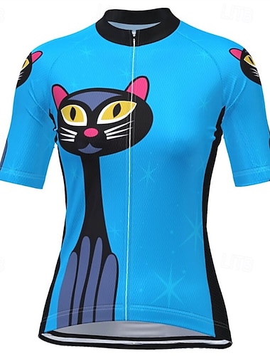  Mujer Maillot de Ciclismo Manga Corta Bicicleta Camiseta Maillot con 3 bolsillos traseros MTB Bicicleta Montaña Ciclismo Carretera triatlón Transpirable Secado rápido Dispersor de humedad Bandas