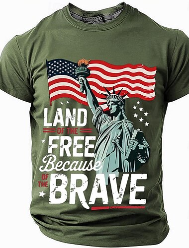  Patriotic T Shirts For Men American US Flag Eagle T Shirt Short Sleeve T shirt 3D Print Crew Neck Shirt Fashion Daily Basic Street Casual Daily Black Summer Spring All Seasons Clothing Apparel S