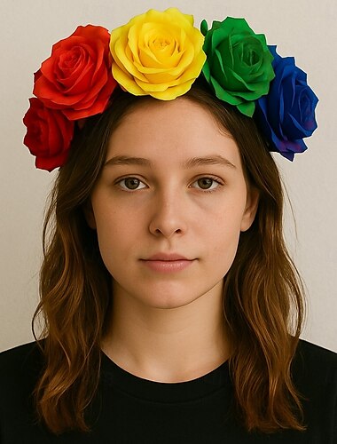  Hippie Arco iris Orgullo Bandana Corona de flores Mujer Unisexo Adulto Festival de Música Desfile del orgullo Mes del Orgullo Víspera de Todos los Santos Carnaval Disfraz de carnaval fácil