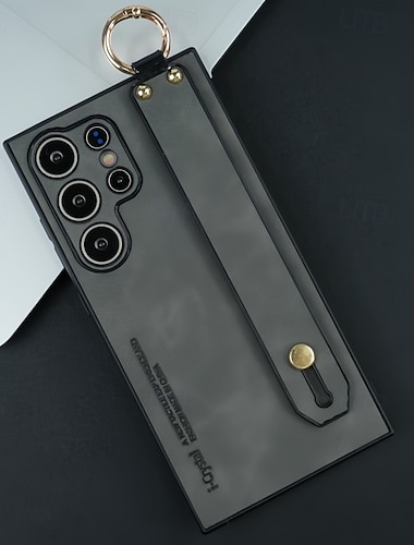  кожаный противоударный чехол для samsung galaxy s25 ultra s24 ultra s23 ultra – ремешок на запястье, держатель для кольца, задняя крышка из tpu pc