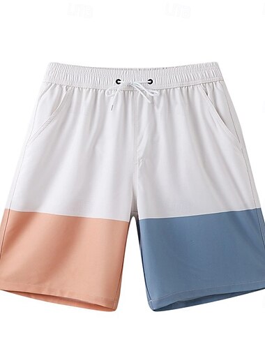  Herren Shorts Strandshorts Farbblock Gestreift Atmungsaktiv Schnelltrocknend Knielang Outdoor Urlaub Heim Urlaub Ethno-Stil Schwarz Weiß Mikroelastisch