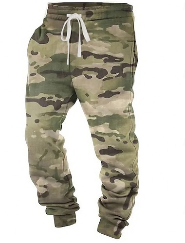  Camouflage Kleur camouflage Casual Voor heren 3D-afdrukken Joggingbroeken Broeken Buiten Straat Casual / Dagelijks Polyester Groen Khaki Grijs S M L Medium Taille Elasticiteit Broek