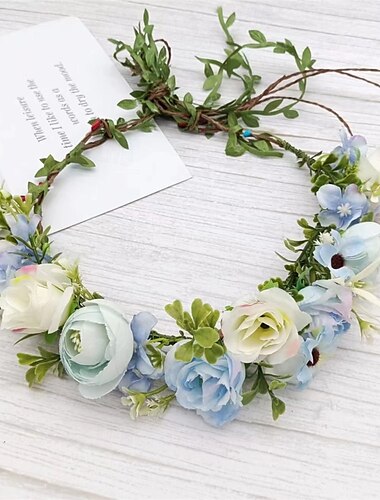  Accesorios bohemios para el cabello, diadema de flores para boda de estilo bosque, corona floral con vegetación, accesorio para fotos