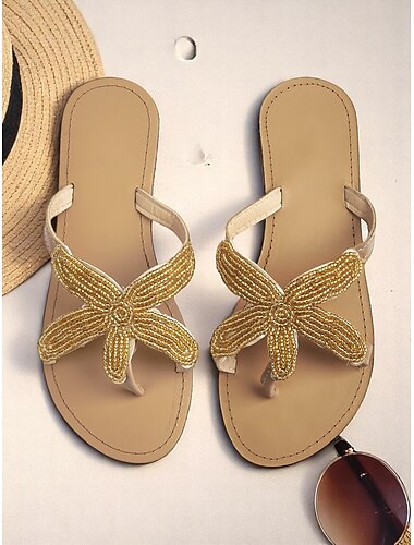  Damen-Zehentrennersandalen im Boho-Stil mit Perlen und Seesternen – handgefertigte Strand-Flip-Flops für den Sommerurlaub und als Freizeitkleidung