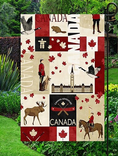  Canadadag Hageflagg 12 x 18 Tommer Hageflagg Patriotiske Små Hageflagg Ute Utendørs Flagg Hageflagg Alle Årstider