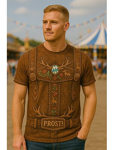  Октоберфест Олень Печать на Lederhosen Как у футболки баварский Мюнхен Немецкий Графический Назначение Муж. Взрослые Октоберфест 3D печать фестиваль