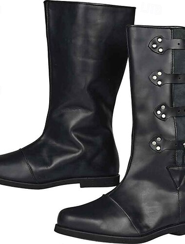  Médiéval Renaissance Chaussures Bottes hauteur genou Bottes jazz plates Homme Celtique Pirate Halloween Mascarade Performance LARP Foire de la Renaissance Adulte Chaussures