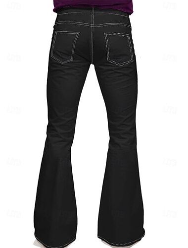  Retro Vintage 1970er Groovy Schlaghosen Hippie Disco Mittlere Hüfthöhe Farbblock Herren Halloween Karneval Musikfestival Retro-Mottoparty Erwachsene Hose
