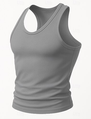  Per uomo Canotta Canottiera Maglietta senza maniche Senza Maniche Molto stondata Scollo Tondo Estate Tinta unica Semplice Striscia di Fossa Moda Designer Sportivo A coste Puro All'aperto Casuale