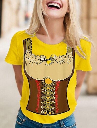  Oktoberfest Estampado Dirndl T-Shirt bávaro Munich Alemán Gráfico Para Hombre Mujer Adulto Cerveza Oktoberfest Estampado en caliente Festival
