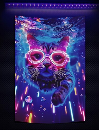  Schwarzlicht-Teppich Leuchtet im Dunkeln Glow Party UV-reaktiv Katze Trippy nebeliger hängender Teppich Wandkunst Wandmalerei für Wohnzimmer Schlafzimmer