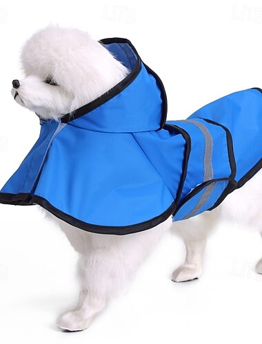  Hunderegenmantel, wasserdichter Regenponcho mit Kapuze, hochreflektierender Haustier-Regenjacke mit Leinenloch für kleine, mittelgroße und große Hunde