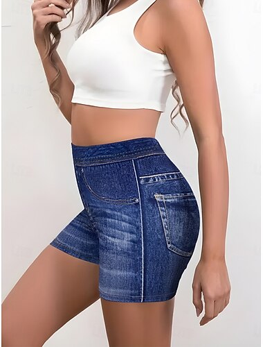  Kvinnors leggings shorts 3D tryck chinos semester vintage streetwear kort hög midja grafisk tryck bekväm mjuk komfortabel stretchig utomhus gata svart blå sommar slim fit