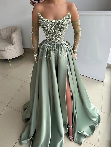  Šaty A-line pro večer Elegantní Šaty Karneval Formální Podlahová délka Bez rukávů Srdíčkový výstřih Se třpytkami