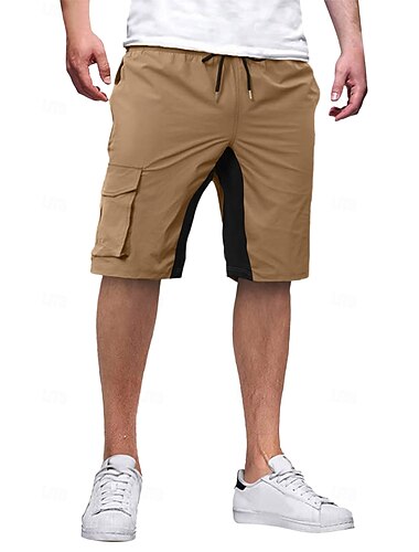  Herren Cargo-Shorts Outdoor Shorts Strandshorts Laufshorts Freizeitshorts Kordelzug Mehrere Taschen Gerader Schnitt Farbblock Einfach Atmungsaktiv Knielang Outdoor Lässig Fitnessstudio Urlaub Mode