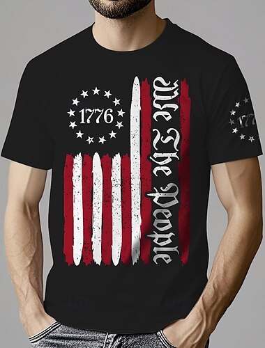 Independence Day 4 juli Amerikaanse Vlag T-Shirt Manga Back To School Amerikaanse Vlag Grafisch Voor Voor heren Volwassenen Maskerade 4 juli Heet stempelen Festival