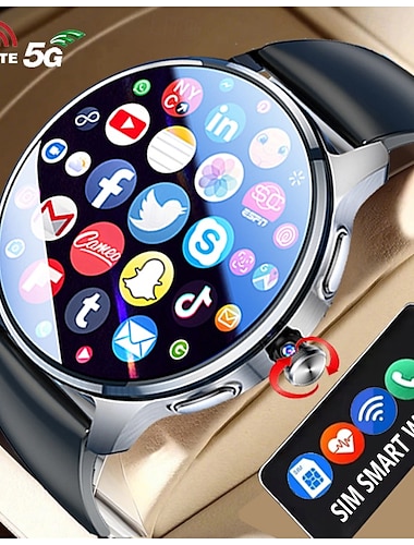  Reloj inteligente con pantalla AMOLED de 1,89", compatible con SIM 4G, cámara giratoria, GPS, wifi, llamadas Bluetooth, descarga de aplicaciones y compatible con Android.