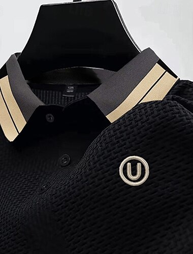  Men's Golf Shirt Golf Polos Shirts Work Casual Lapel Short Sleeve Basic Modern Color Block Buttons Jacquard Summer Regular Fit Black White Navy Blue Blue sky blue Dark Gray Golf Shirt