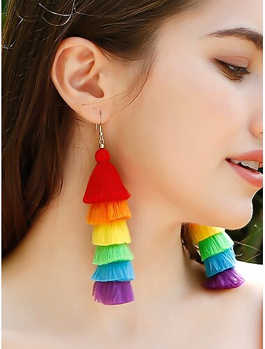  Regenbogen-Quasten-Ohrringe für Damen – farbenfroher Boho-Pride-Schmuck für LGBT-Festivals, Paraden und Sommerfeste