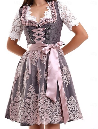  Oktoberfest bier Kostuum Kant Jurken Schort Dirndl-blouse hulp in de huishouding Bavarian Duits München Weiden Dames Bierfestival Doek in traditionele stijl