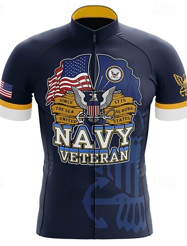  Voor heren Wielrenshirt Adelaar Independence Day Nationale vlag Korte mouw Fietsen T-shirt Shirt Kleding Bovenlichaam met 3 achterzakken Bergracen Wegwielrennen Sneldrogend Reflecterende strips