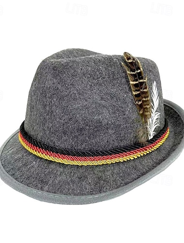  Cerveza Oktoberfest Disfraz Sombrero Tirolés Tirolerhut Sombrero alpino bávaro Munich prados Hombre Carnaval Festival de Cerveza Paño de estilo tradicional
