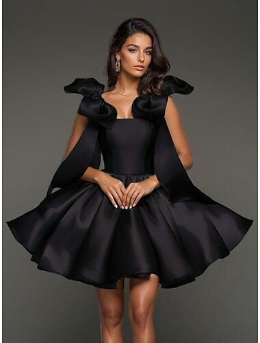  A-Linie Heimkehrkleider Elegant Kleid Ferien Abschlussfeier Kurz / Mini Ärmellos Spaghettiträger Rosa Kleid Satin mit Schleife(n) 2025